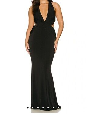Revolve Katie May Secret Agent Cutout Dress Black Slinky Formal Gown Size XL